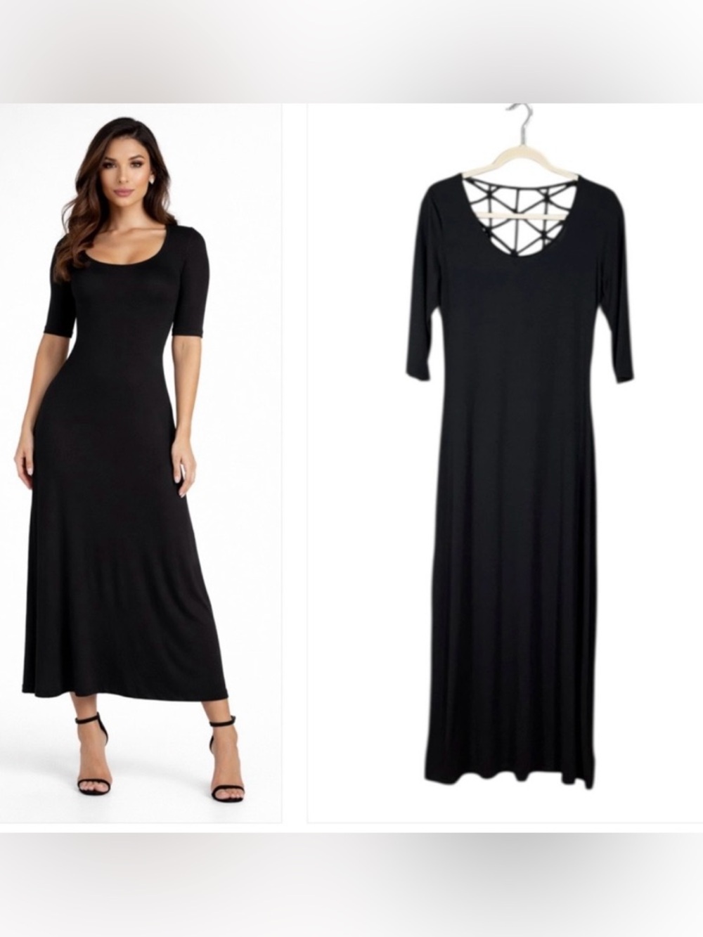 Womens Maxi Black Dress Size Small Resort Minimalist Clean Girl Capsule Staple